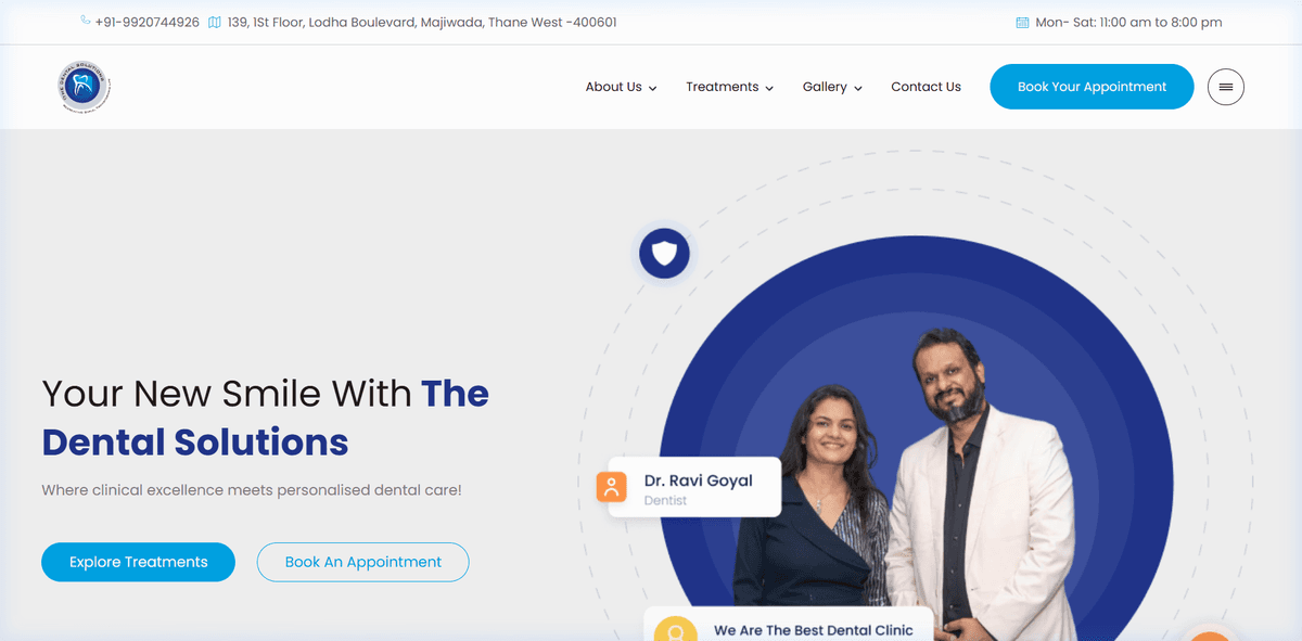 The Dental Solutions — Website Redesign — live website screenshot